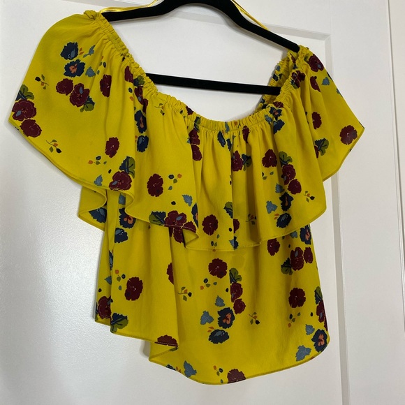 Zara off the shoulder floral top ruffle yellow - Picture 6 of 9